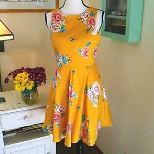 Bailey Blue Bright Mustard Yellow Dress